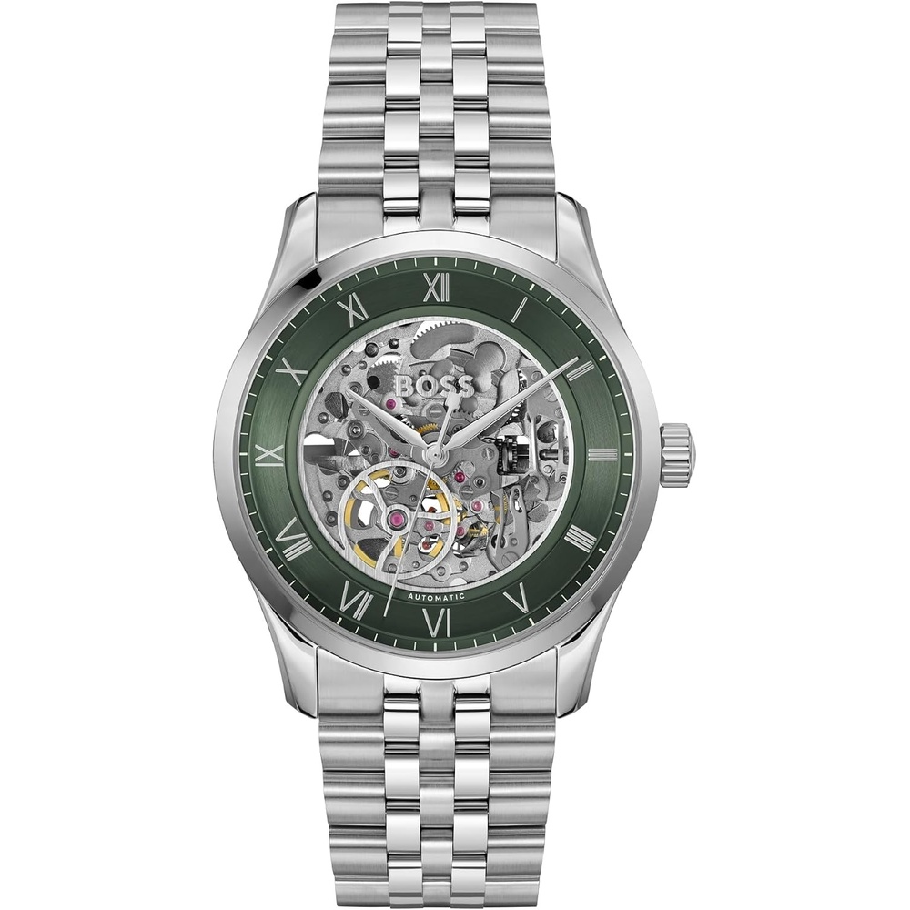 image:imageBOSS Mens Principle Automatic Watch  Stainless Steel Case Japanese Movement 42 Hour Power Reserve Skeleton Dial Exhibition Case Back  Luxury Timepiece Gift for HimSilver