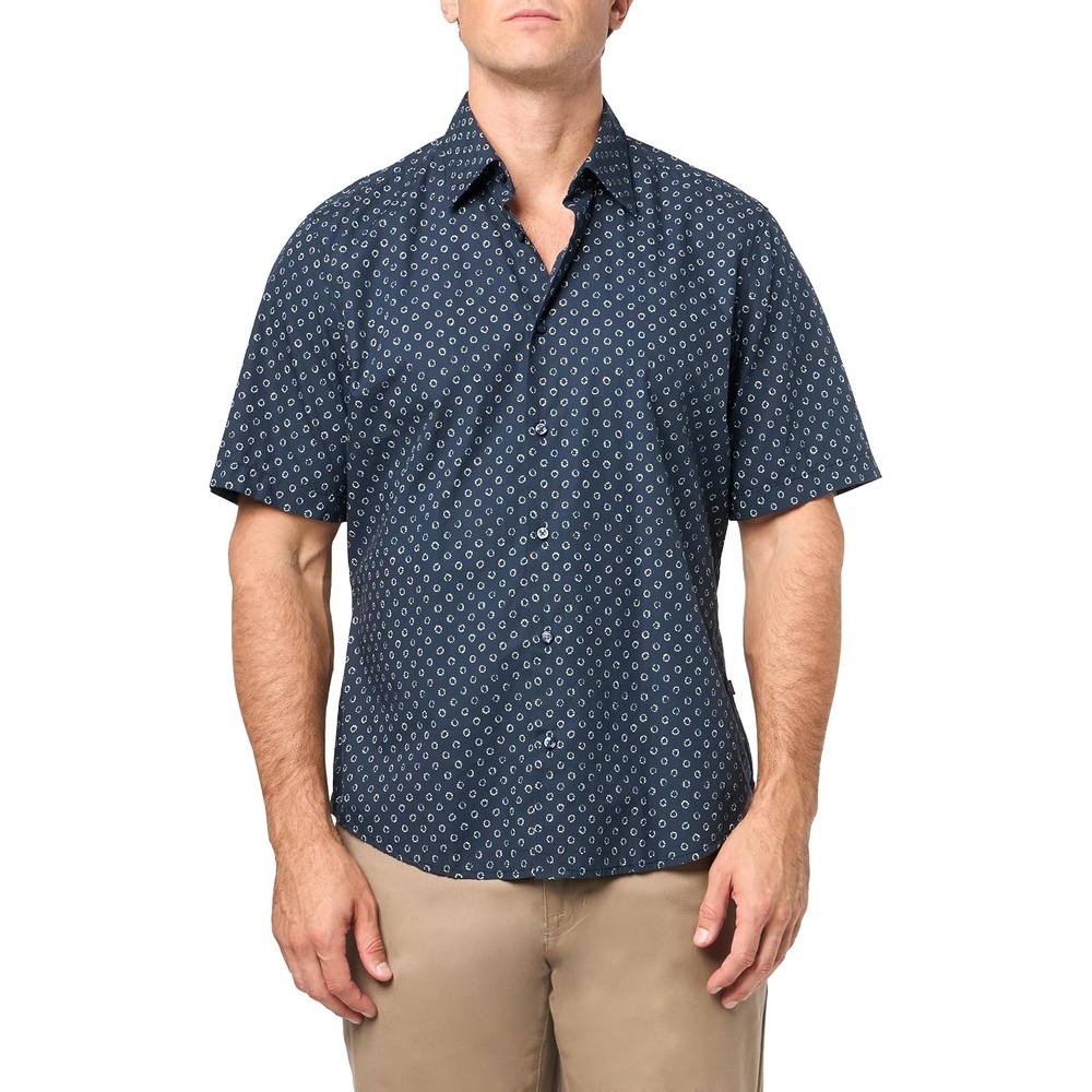 image:imageBOSS Mens Regular Fit Cotton Oxford ShortSleeve ShirtLight Midnight Navy