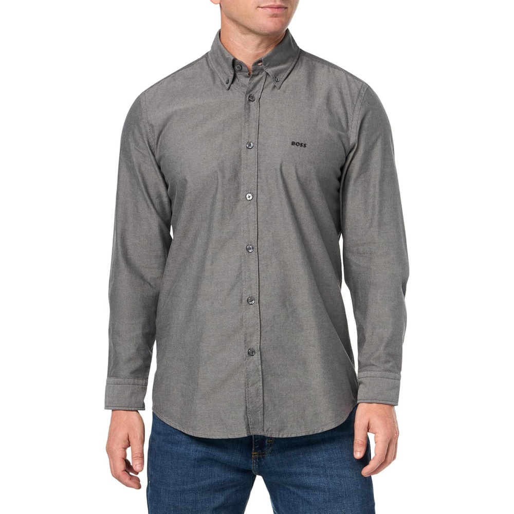 image:imageBOSS Mens Rickert Long Sleeve Oxford ShirtCement Grey