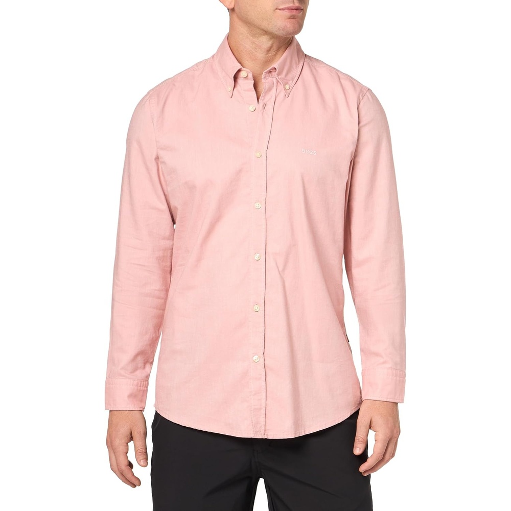 image:imageBOSS Mens Rickert Long Sleeve Oxford ShirtRose Dawn