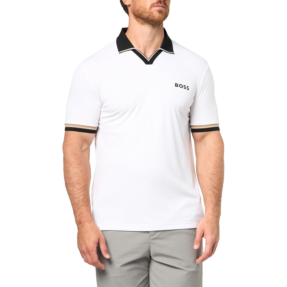 image:imageBOSS Mens Serve Tennis Open Collar Polo ShirtWhite Crema
