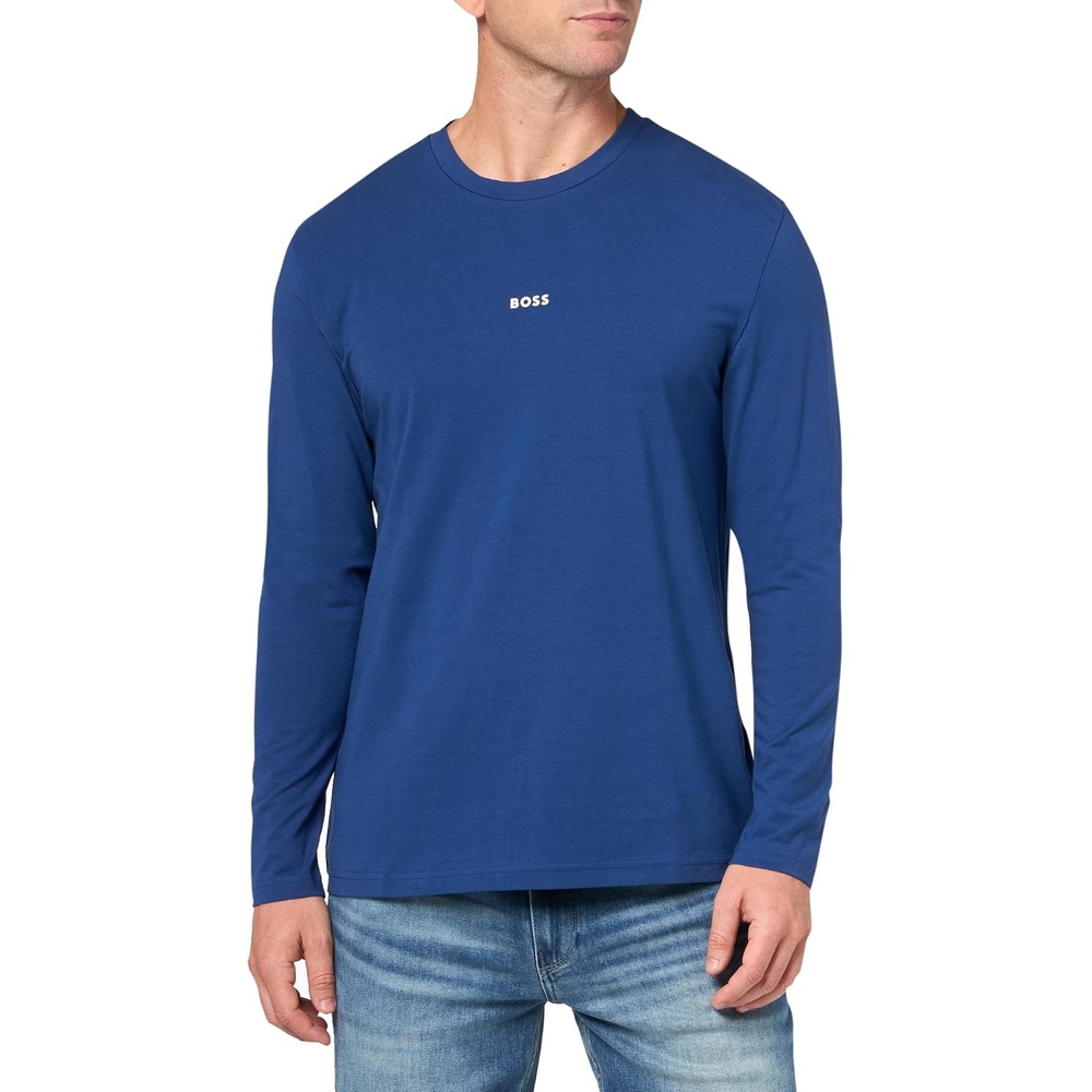 image:imageBOSS Mens Small Chest Logo Regular Fit Long Sleeve Cotton ShirtBlue Sapphire