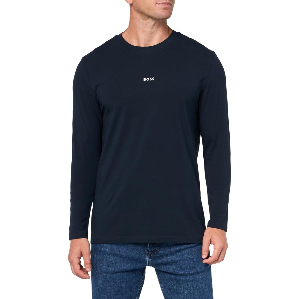 image:imageBOSS Mens Small Chest Logo Regular Fit Long Sleeve Cotton ShirtBlueberry Blue