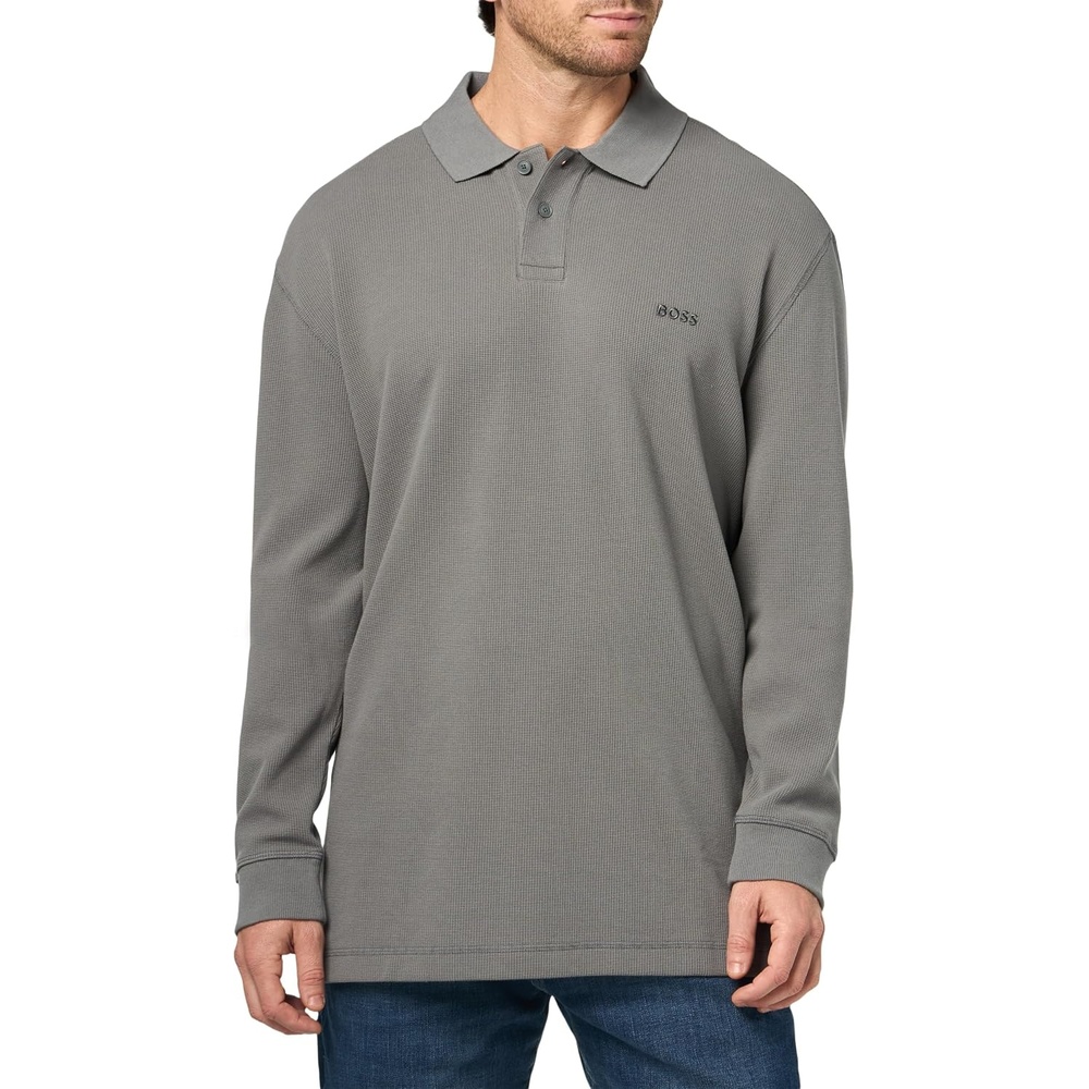 image:imageBOSS Mens Small Logo Long Sleeve Polo ShirtFrozen Clay