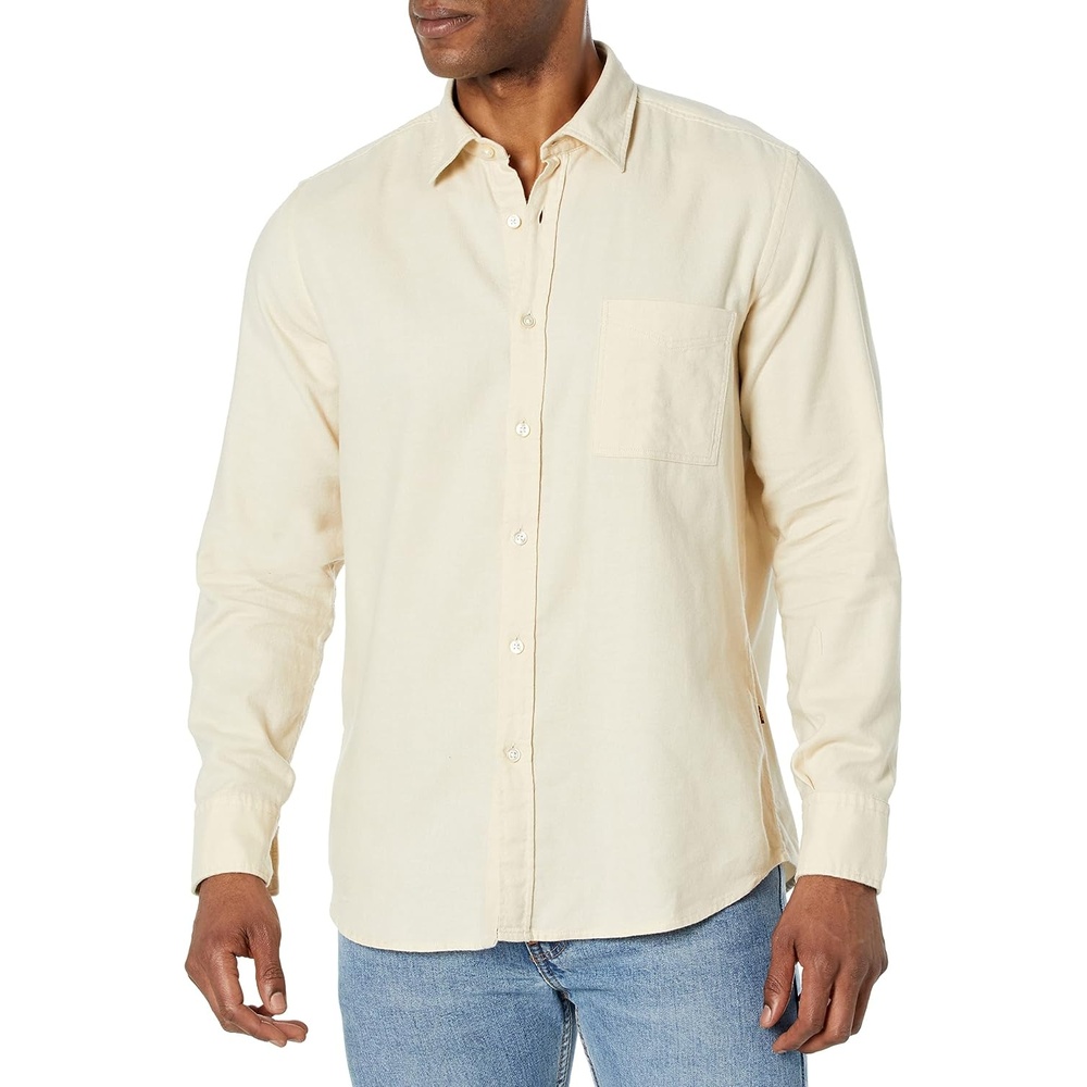 image:imageBOSS Mens Soft Flannel Button Down ShirtAlmond Beige