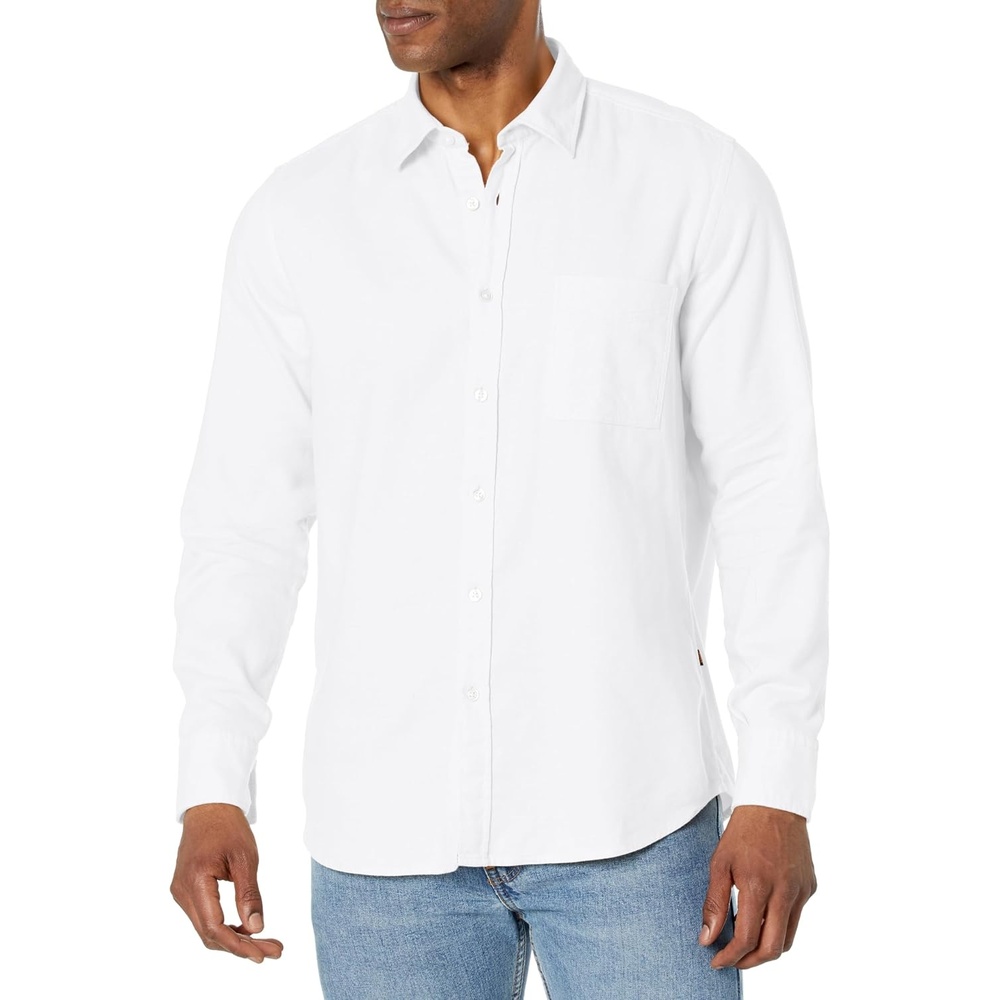 image:imageBOSS Mens Soft Flannel Button Down ShirtBlank White