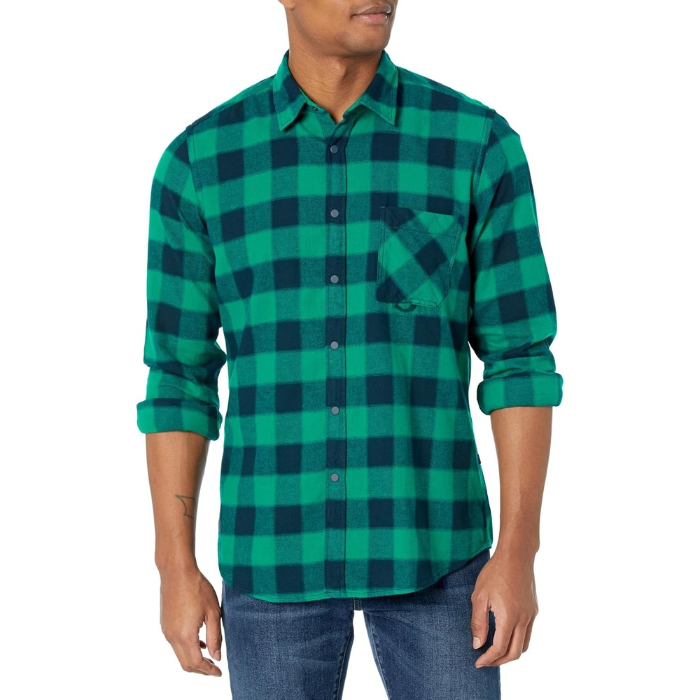 image:imageBOSS Mens Soft Flannel Button Down ShirtEmerald Green  Dark Green