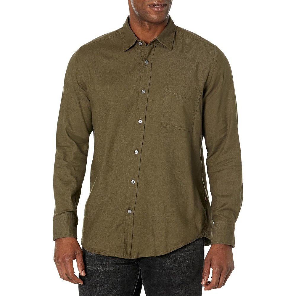 image:imageBOSS Mens Soft Flannel Button Down ShirtGreen Wood