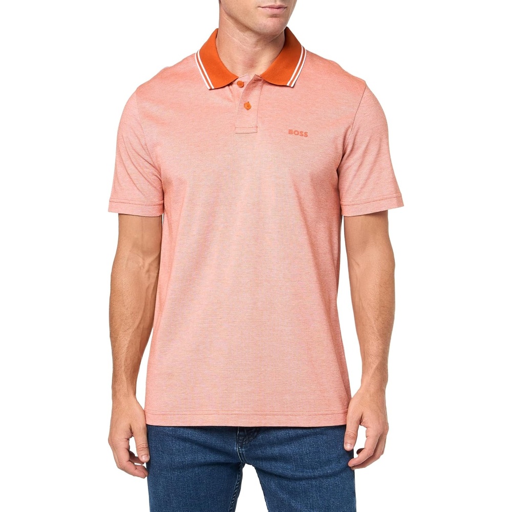 image:imageBOSS Mens Square Patch Logo Oxford Polo ShirtApricot Orange