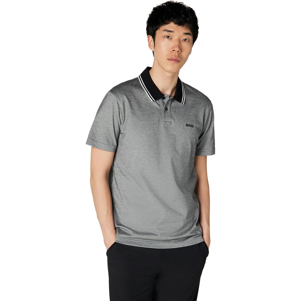 image:imageBOSS Mens Square Patch Logo Oxford Polo ShirtBlack Magnolia