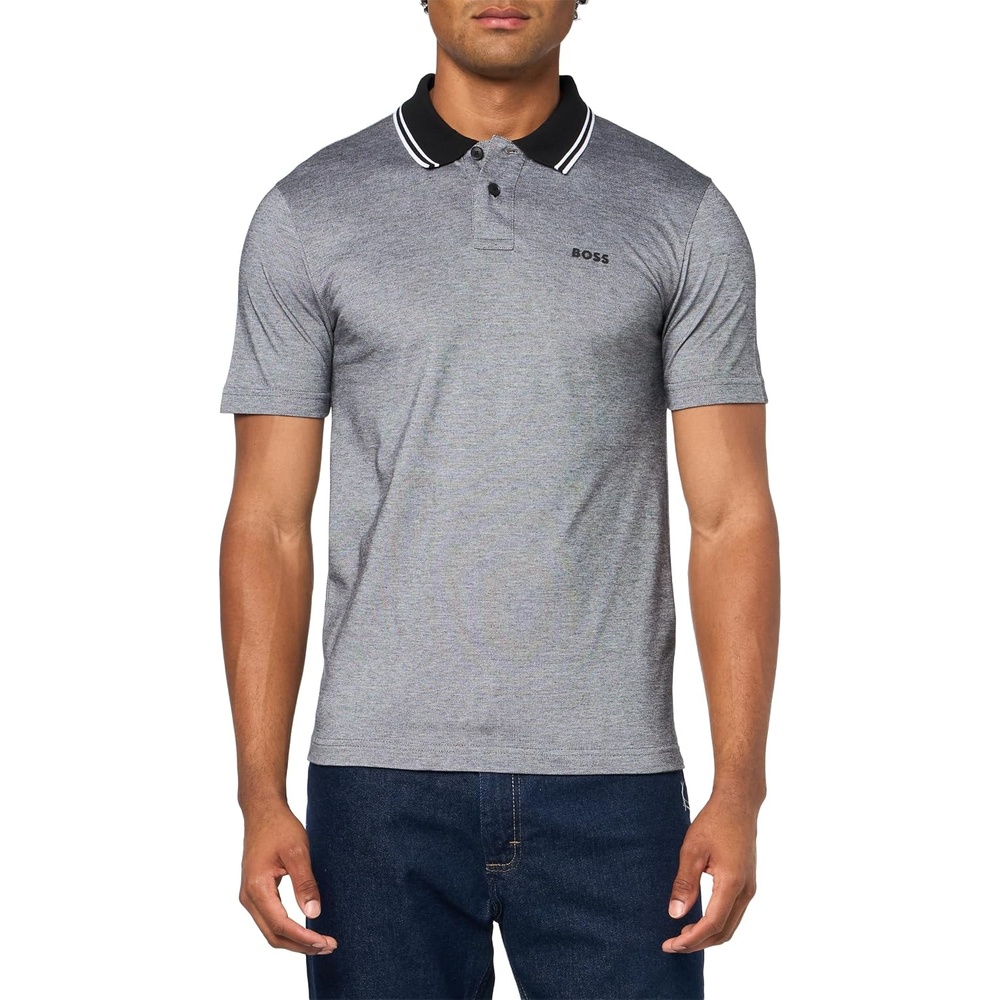 image:imageBOSS Mens Square Patch Logo Oxford Polo ShirtDark Blue