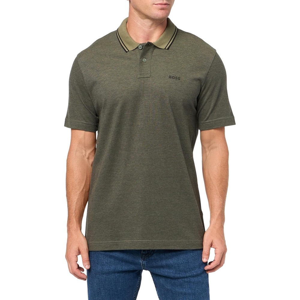 image:imageBOSS Mens Square Patch Logo Oxford Polo ShirtLettuce Green