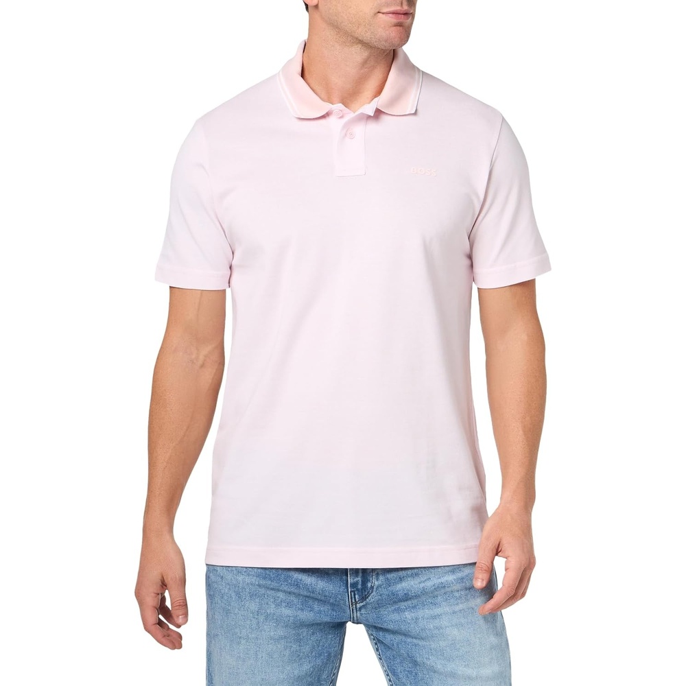 image:imageBOSS Mens Square Patch Logo Oxford Polo ShirtPastal Pink