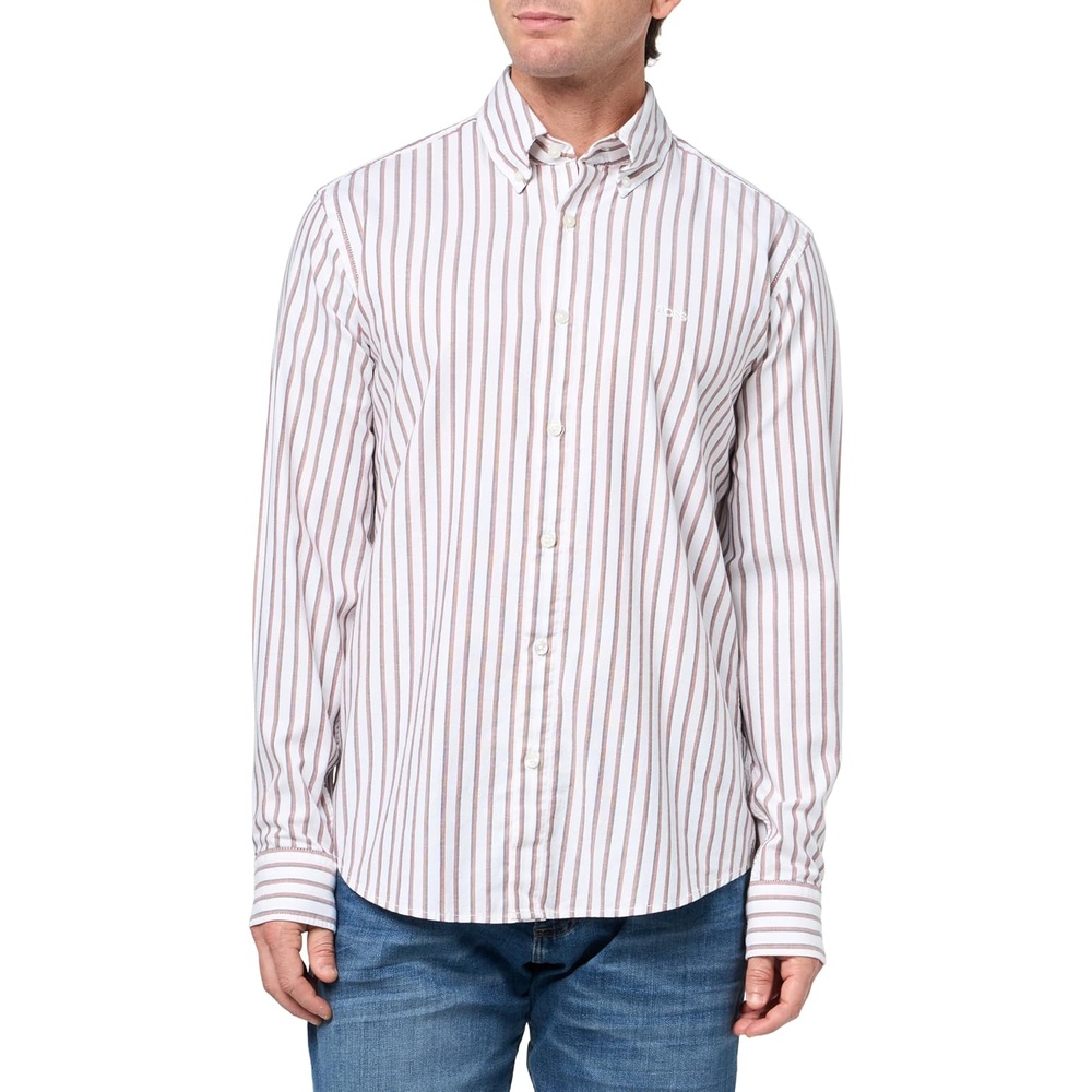 image:imageBOSS Mens Stripe Oxford Button Down ShirtWhite Gloss