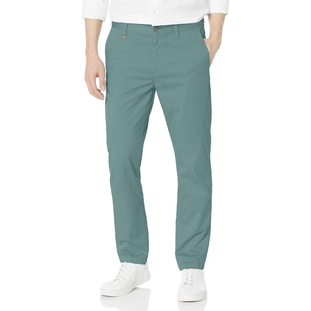 image:imageBOSS Mens Tapered Fit Cotton Blend TrousersGoblin Green
