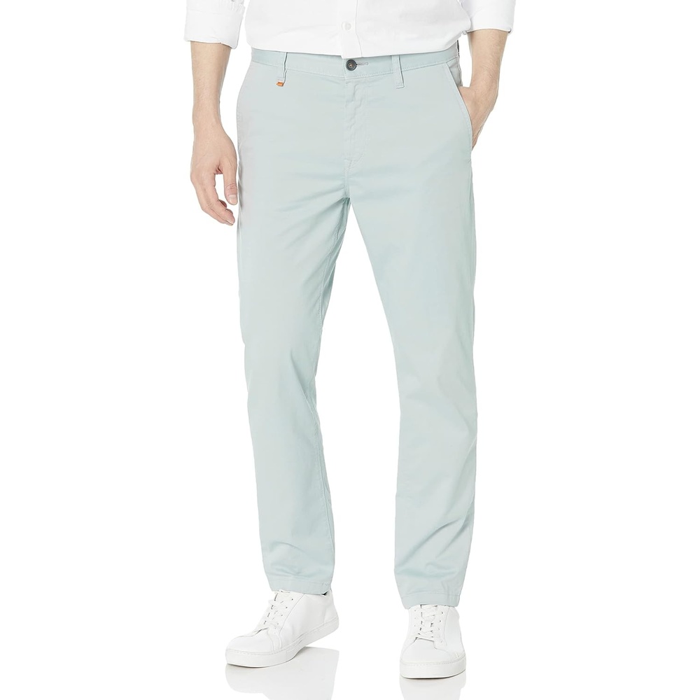 image:imageBOSS Mens Tapered Fit Cotton Blend TrousersHigh Rise Grey