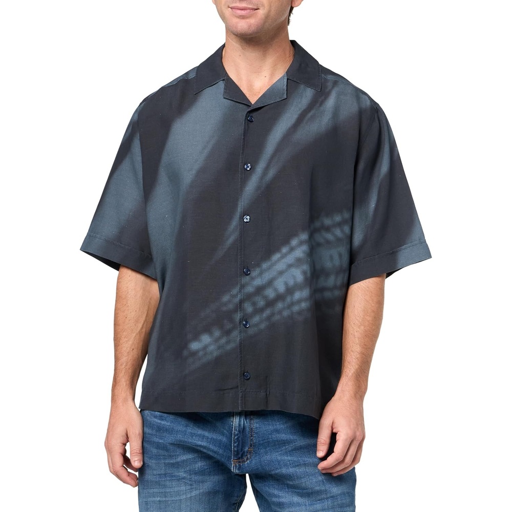 image:imageBOSS Mens Tencel Linen Blend Button Down Short Sleeve ShirtMidnight Zone