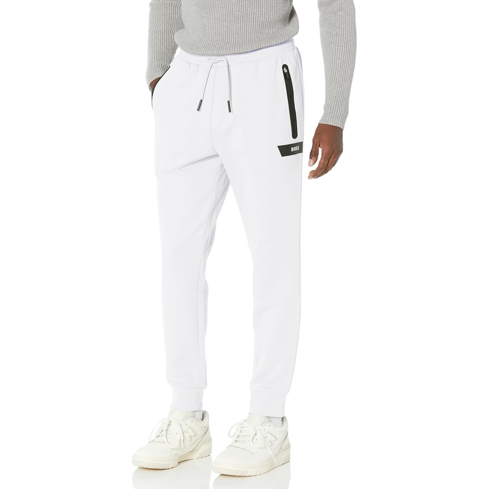image:imageBOSS Mens Tonal Regular Fit Cotton SweatpantsBlank White