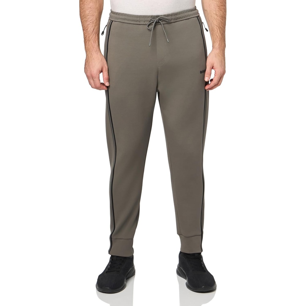 image:imageBOSS Mens Tonal Regular Fit Cotton SweatpantsFossil Grey