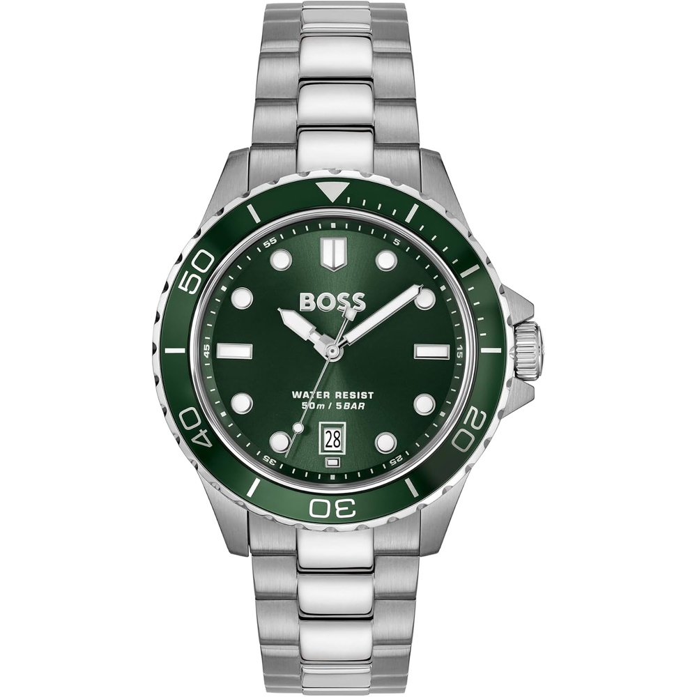 image:imageBOSS Mens Troper Sport Watch Blue Silicone Strap 5B Modern Stylish Timepiece  Gift for Him 42mmSilverGreen