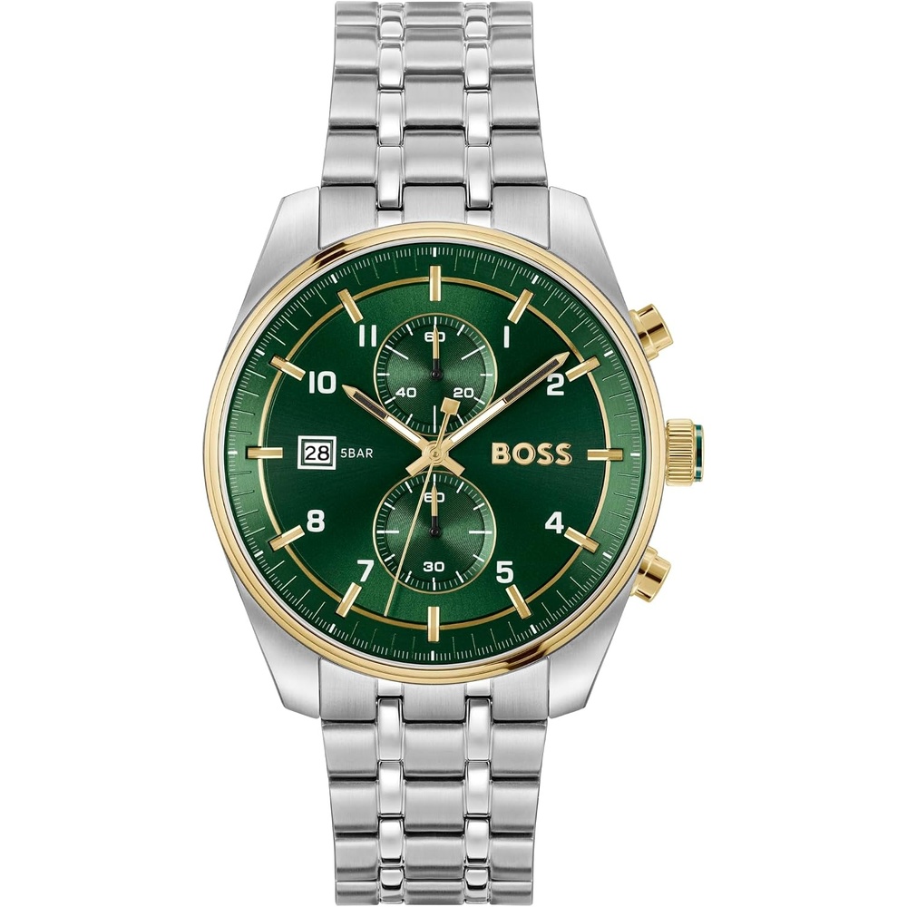 image:imageBOSS Skytraveller Mens 44mm Chronograph Quartz WatchGreen Silver
