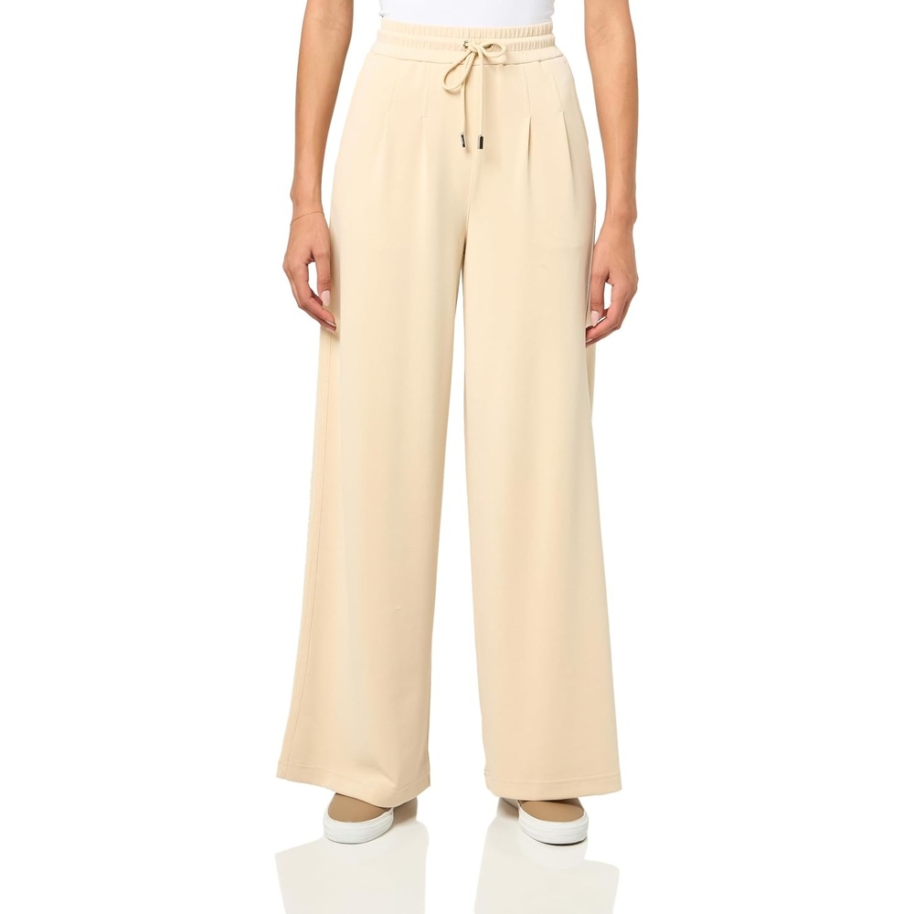 image:imageBOSS Soft Pleat Wide Leg Jersey Trousers Light Beige Small