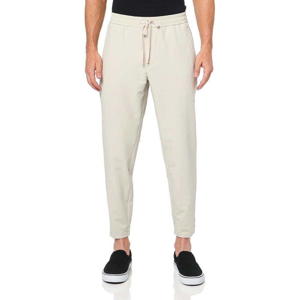 image:imageBOSS Tapered Fit Cuffed Trousers in Technical Sport FabricOat Cream30R