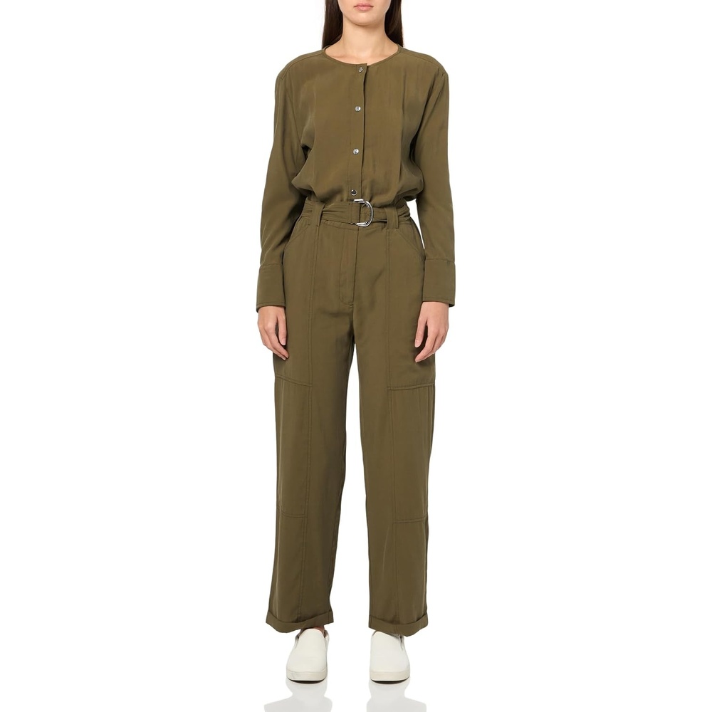 image:imageBOSS Womens Daiyla Belted Viscose JumpsuitBurnt Olive