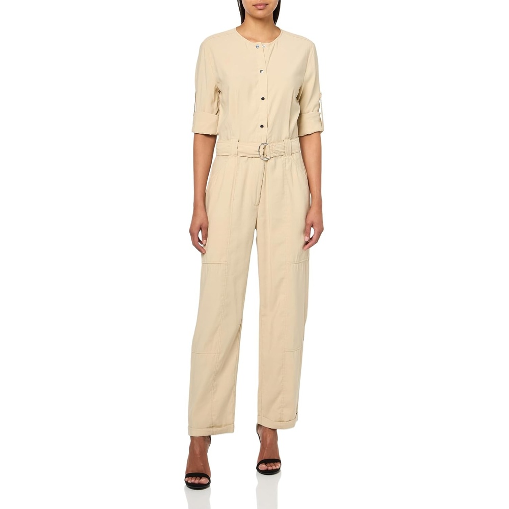 image:imageBOSS Womens Daiyla Belted Viscose JumpsuitLight Beige