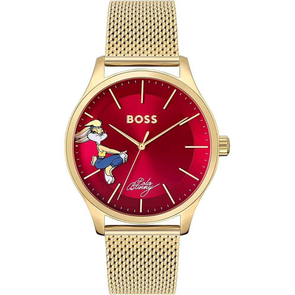 image:imageBOSS Womens Elite Yellow Gold Ionic Plated Stainless Steel Case and Mesh Bracelet Watch 41mm
