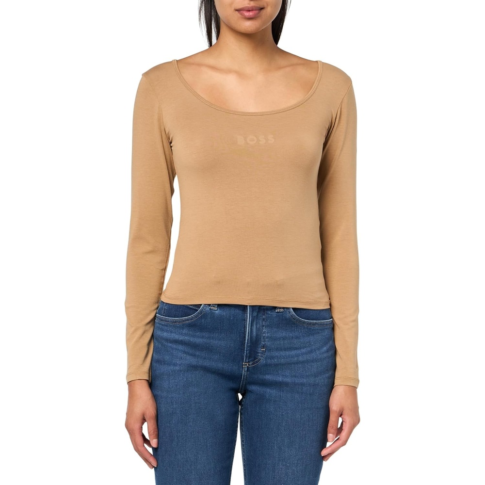 image:imageBOSS Womens Long Sleeve Scoop Neck ShirtMedium Beige