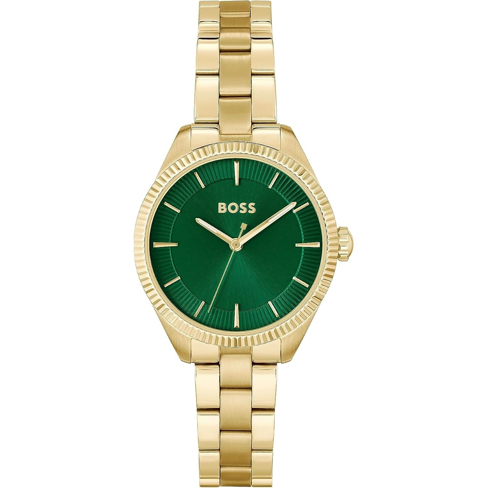 image:imageBOSS Womens Sage ThreeHand Watch Stainless Steel Case Textured Dial and Link Bracelet Gift for HerGold Plated