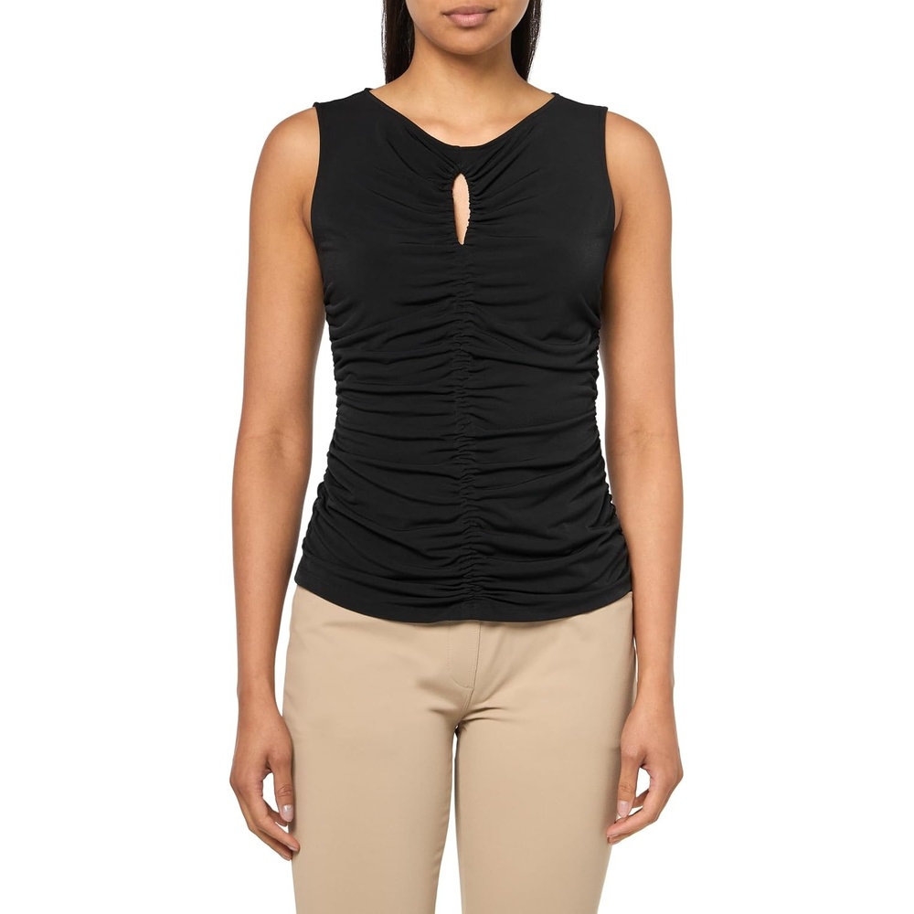image:imageBOSS Womens Sleeveless Jersey Gathered TopBlack Carbon