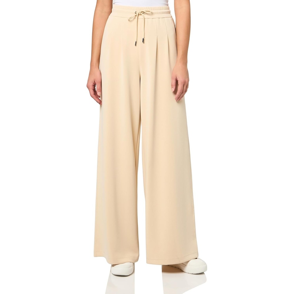 image:imageBOSS Womens Soft Pleat Wide Leg Jersey TrousersLight Beige