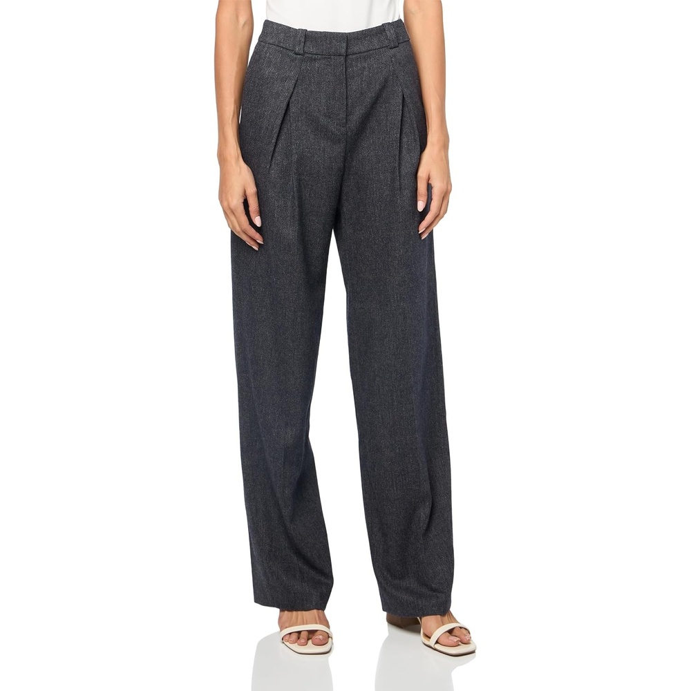 image:imageBOSS Womens Taflong Wool Blend Wide Leg TrousersClean Navy