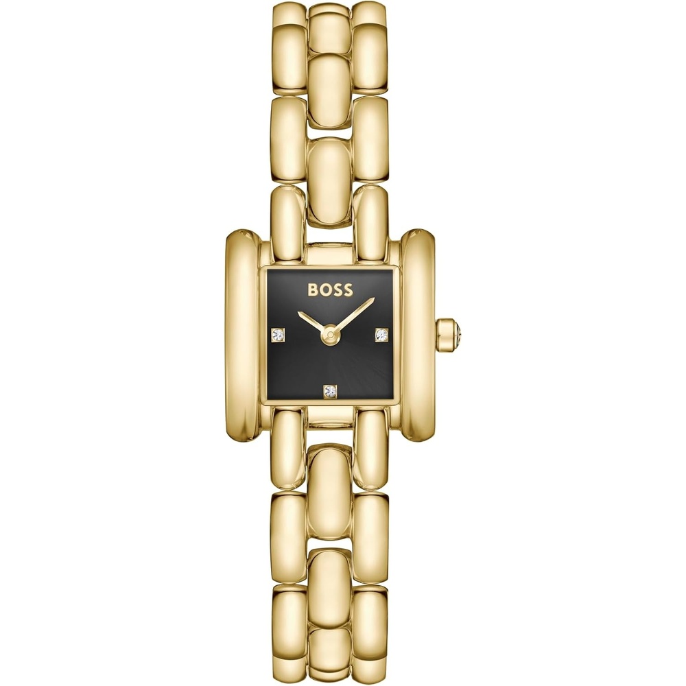 image:imageBOSS Womens Violet Watch Elegant Curved Design Sunray Dial Bracelet Gift for HerGold PlatedBlack