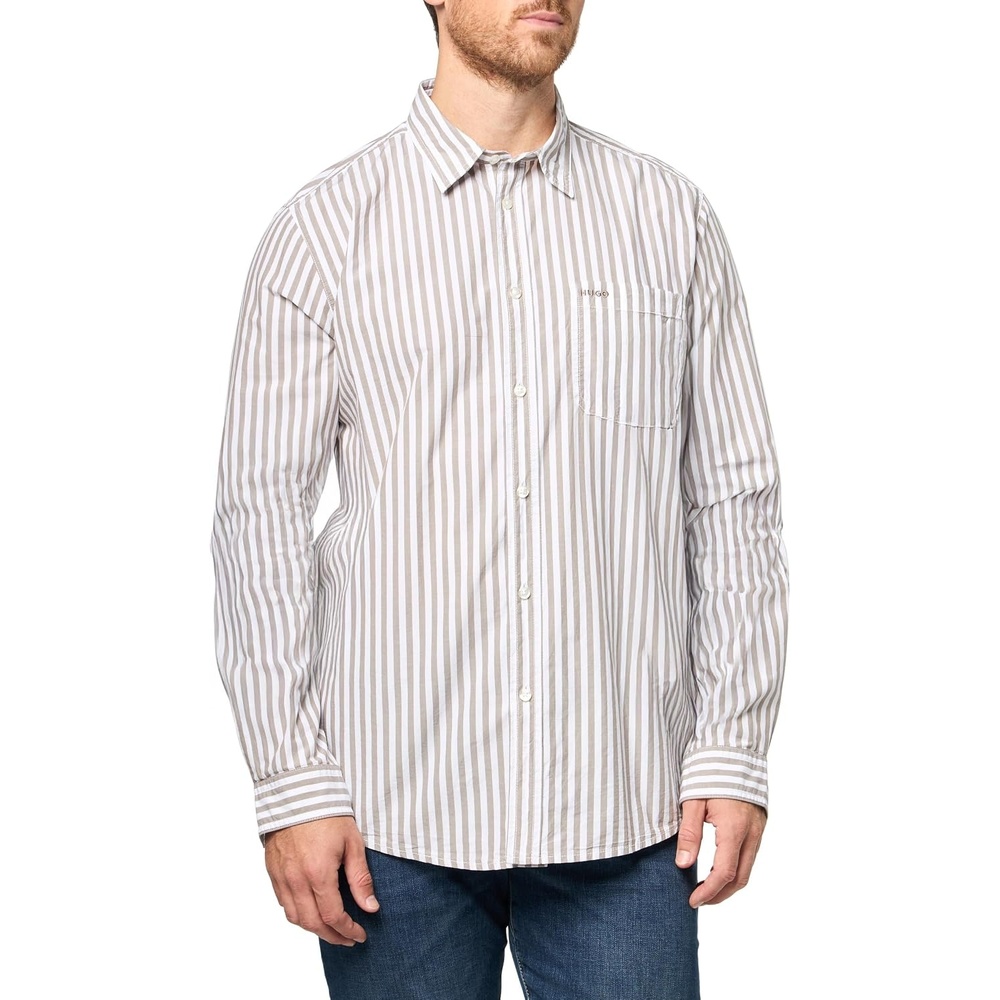 image:imageHUGO Mens Yarn Dyed Cotton Button Down ShirtFallen Rock