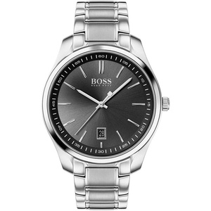 BOSS Black Men’s Quartz Watch with Stainless Steel Strap, Silver, Black, 20