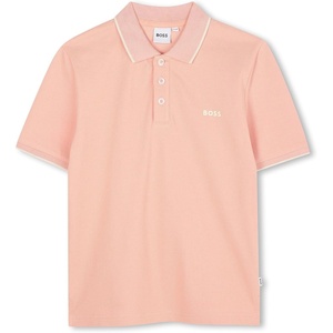 BOSS Boys’ Boys Short Sleeve Polo Kids Short Sleeve Cotton Classic Fit Polo(Blossom Pink)
