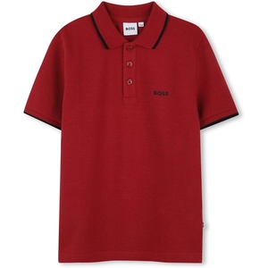 BOSS Boys’ Boys Short Sleeve Polo Kids Short Sleeve Cotton Classic Fit Polo(Dark Red)