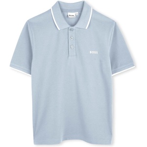 BOSS Boys’ Boys Short Sleeve Polo Kids Short Sleeve Cotton Classic Fit Polo(Pale Blue)