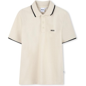 BOSS Boys’ Boys Short Sleeve Polo Kids Short Sleeve Cotton Classic Fit Polo(Sand)