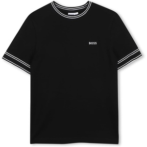BOSS Boys’ Boys Short Sleeves Tee-Shirt Kids Cotton Graphic Short Sleeve T Shirt(Black)