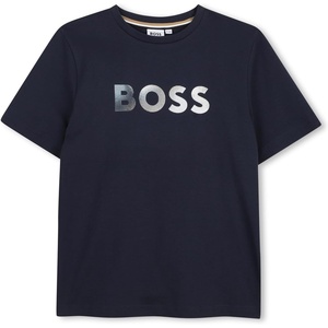 BOSS Boys’ Boys Short Sleeves Tee-Shirt Kids Cotton Graphic Short Sleeve T Shirt(Navy)