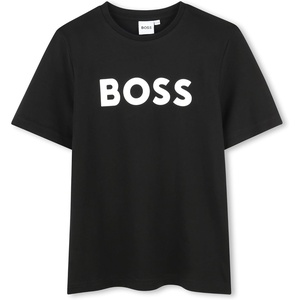 BOSS Boy’s Short Sleeve T Shirt with Big Contrasted Logo Shirt(Black – Big Logo)
