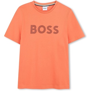 BOSS Boy’s Short Sleeve T Shirt with Big Contrasted Logo Shirt(Bright Red)