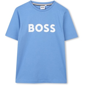 BOSS Boy’s Short Sleeve T Shirt with Big Contrasted Logo Shirt(Sky Blue)