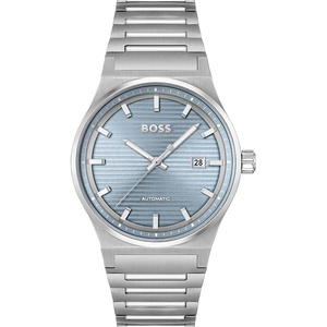 BOSS Candor Auto Men’s Automatic Watch, Stainless Steel, 5ATM/50m Water Resistant – Refined and Elegant Timepiece – Self-Winding – Gift for Him, 41mm(Silver-Blue)