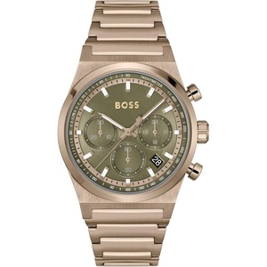 BOSS Candor Men’s Chronograph Watch, Quartz Movement, Stopwatch Function, Water Resistant up to 50 Meters 5ATM, Gift for Him(Gold Plated)