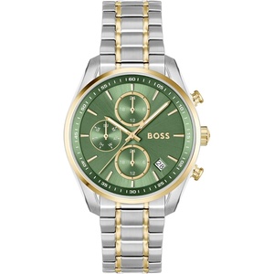 BOSS Grand Tour Women’s 3H Quartz Chronograph Watch, Stainless Steel, 3ATM/30m Water Resistant – Stylish, Elegant Timepiece – Gift for Her, 38mm(Silver-Green)